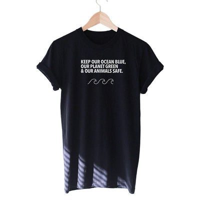 "Keep Our Ocean Blue, Our Animals Safe" - Eco Tee