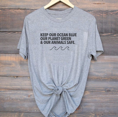 "Keep Our Ocean Blue, Our Animals Safe" - Eco Tee