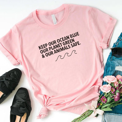 "Keep Our Ocean Blue, Our Animals Safe" - Eco Tee